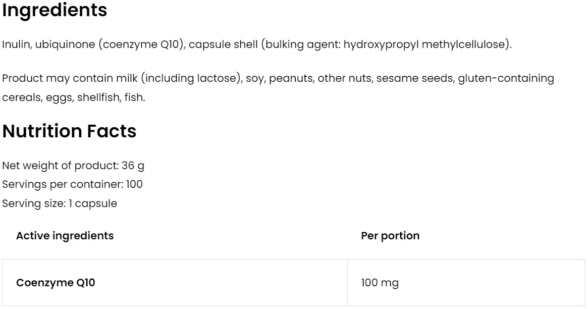 Ubichinon Q10 VEGE – 100 mg, 100 vegan capsules | OstroVit