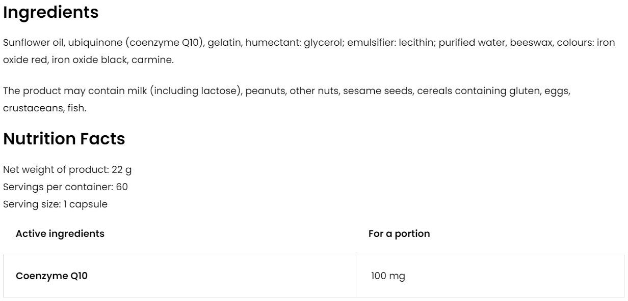 CoQ10 | Ubichinon Q10 | 100 mg | 60 Capsules | OstroVit
