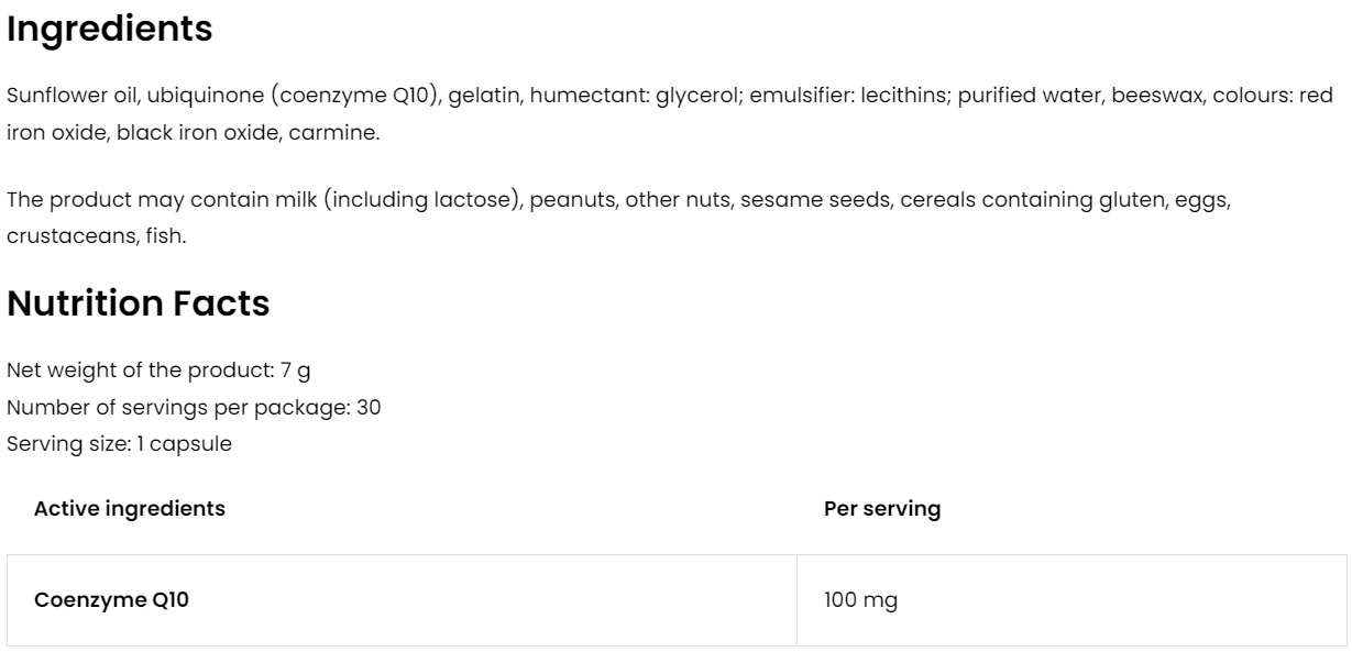 Coenzyme Q10 | 30 Capsules | OstroVit Pharma