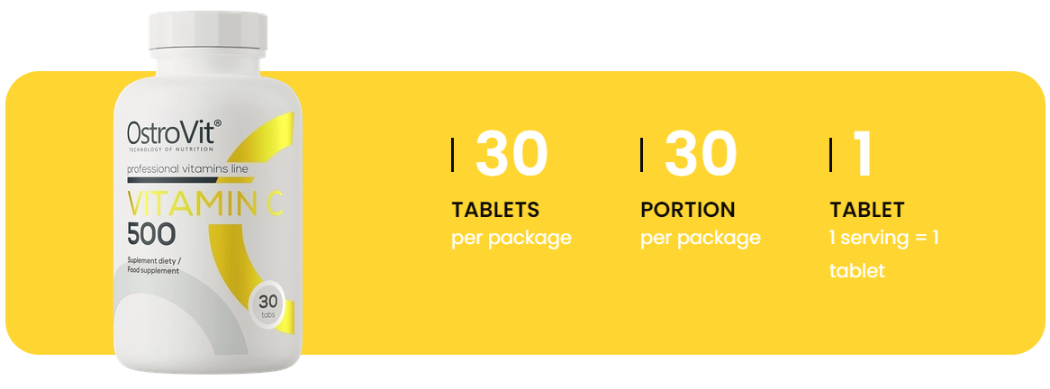 Vitamin C 500 mg – 30 tabletten, 1 per dag | OstroVit