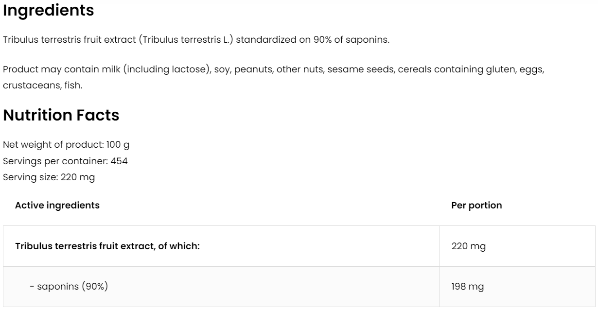 Tribulus Terrestris-extract | Vegan | 454 Porties | 100 g | Poeder | Ostrovit