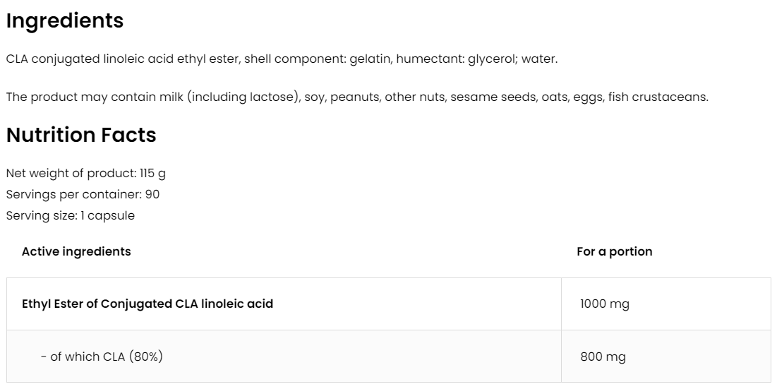 CLA | 1000 mg | 90 Capsules | OstroVit