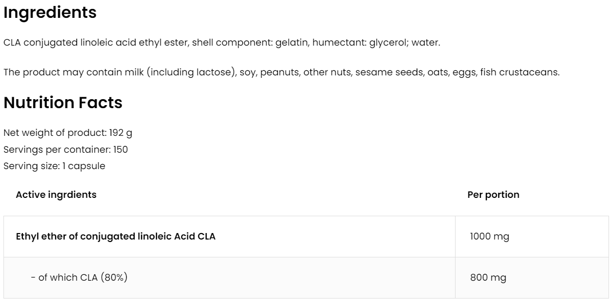 CLA | 1000 mg | 150 Capsules | OstroVit