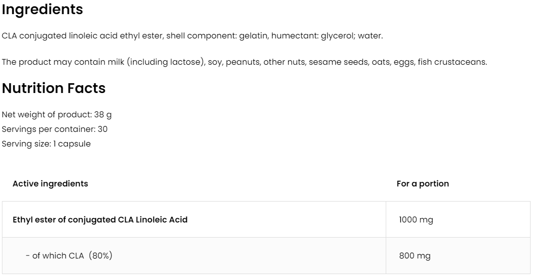 CLA | 1000 mg | 30 Capsules | Slim Line | OstroVit