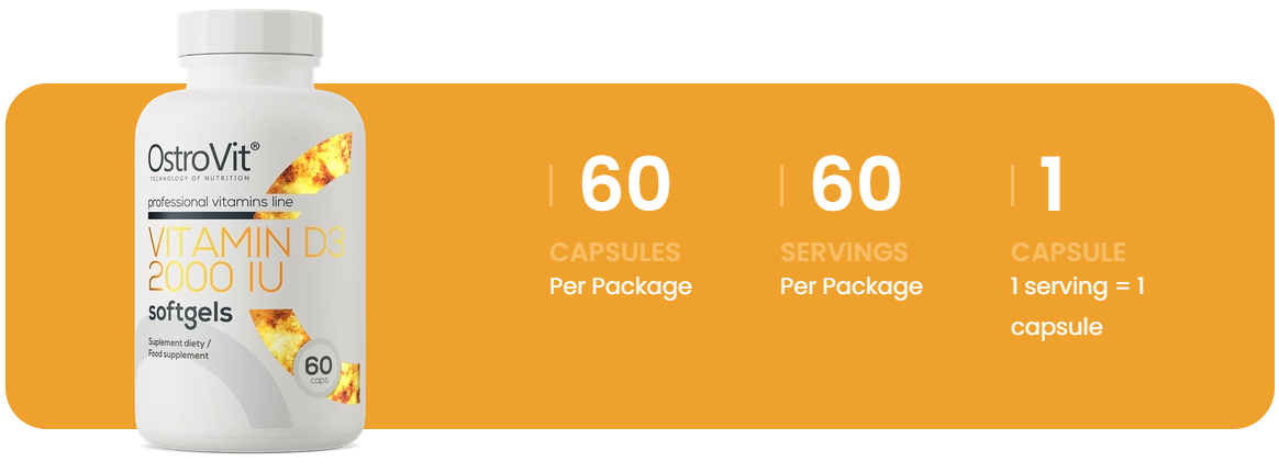 Vitamin D3 2000 IU – 60 softgels, 50 µg per capsule | OstroVit