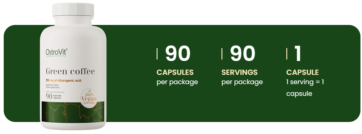 Groene Koffie | Chlorogeenzuur | Cafeïne | Vegan | 90 Capsules | 500 mg | OstroVit