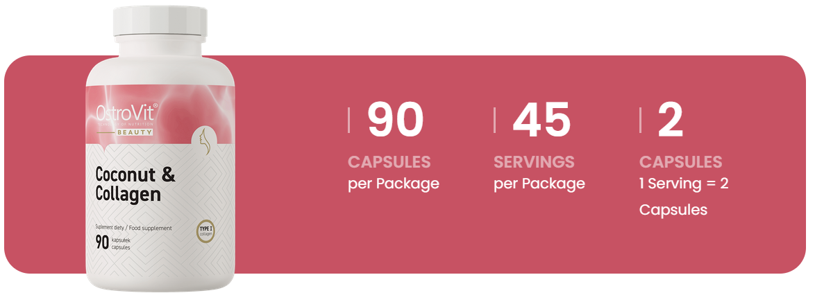 Marine Collageen | MCT-olie van kokosnoot | Vitamine C | 90 capsules | OstroVit