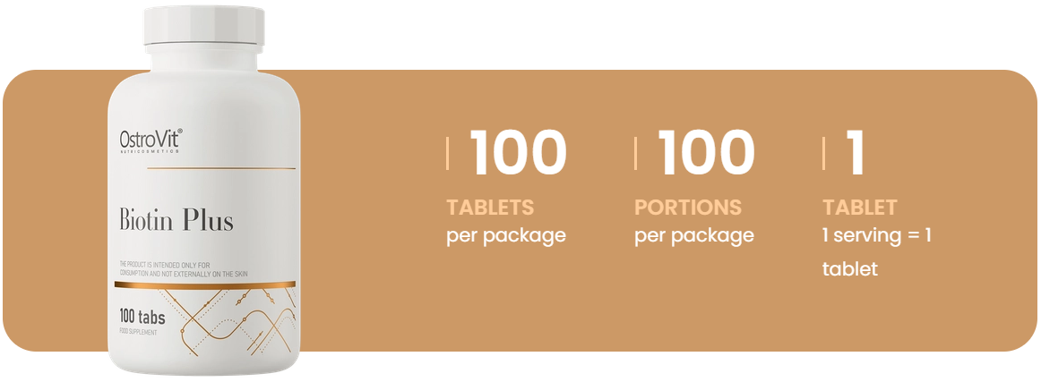 Biotin Plus – 100 tabletten, Biotine 2500 µg + Zink + Selenium + Foliumzuur | OstroVit