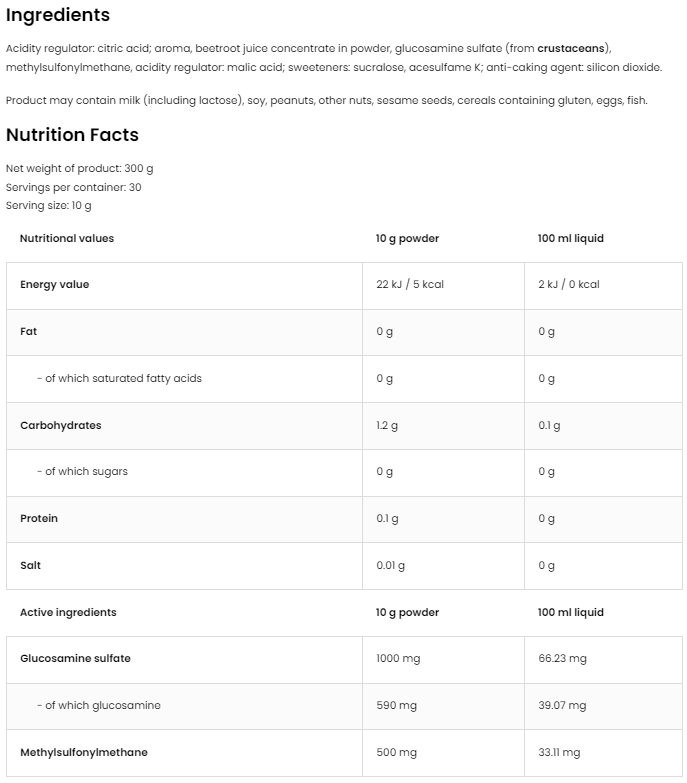Aqua Kick | Flex | Glucosamine | MSM | 300 g | OstroVit