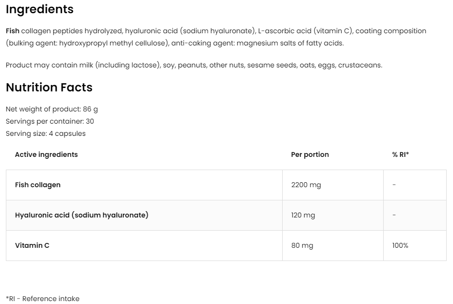 Marine Collagen + Hyaluronzuur + Vitamine C – 120 capsules | OstroVit