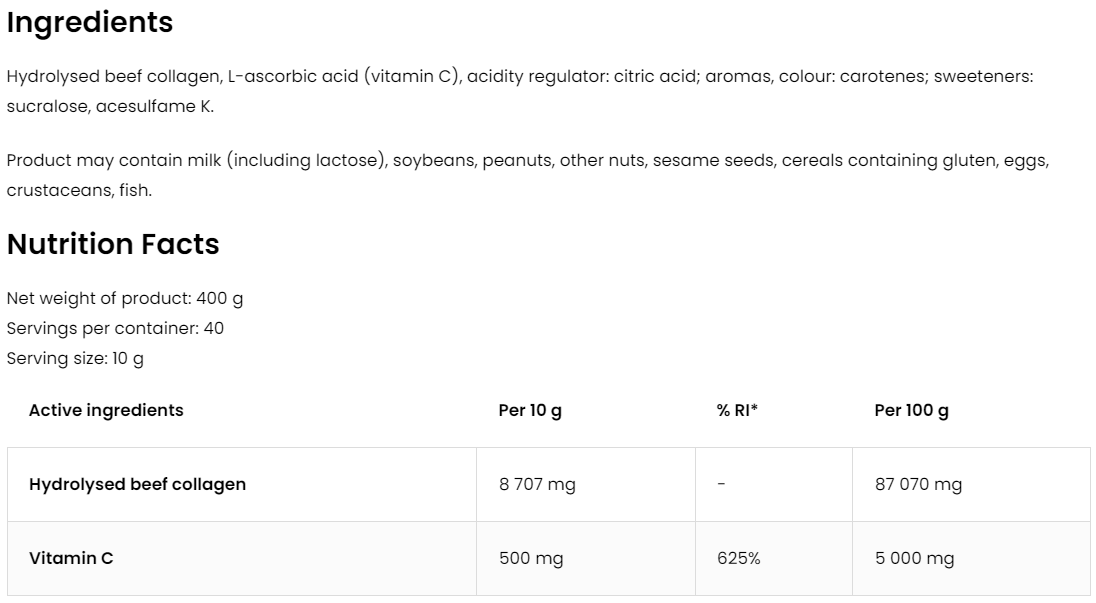 Collageen | Vitamine C | 400 g | 40 Servings | Ananas | OstroVit