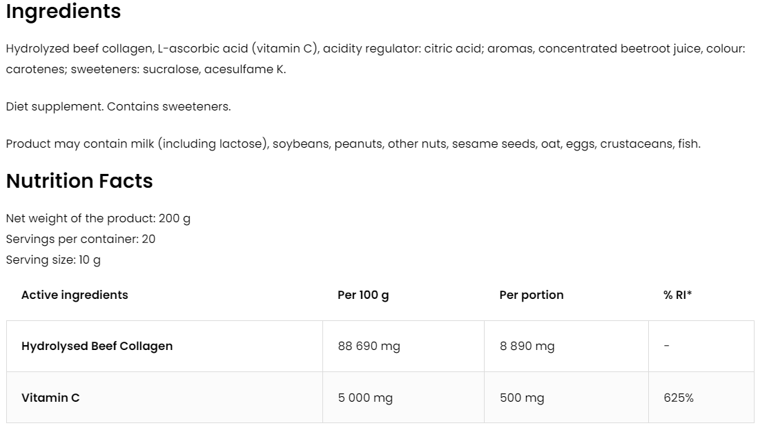 Collageen | Vitamine C | 200 g | Perzik | OstroVit