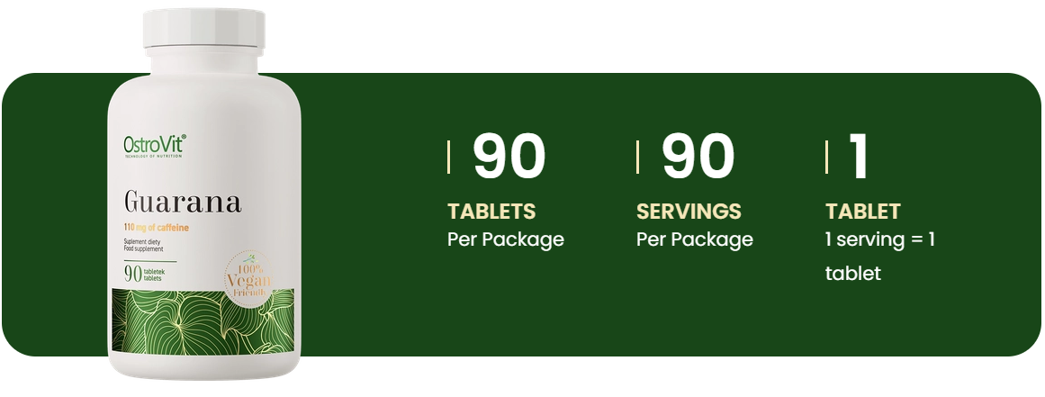 Guarana VEGE – 90 tabletten, 500 mg extract (110 mg cafeïne) | OstroVit