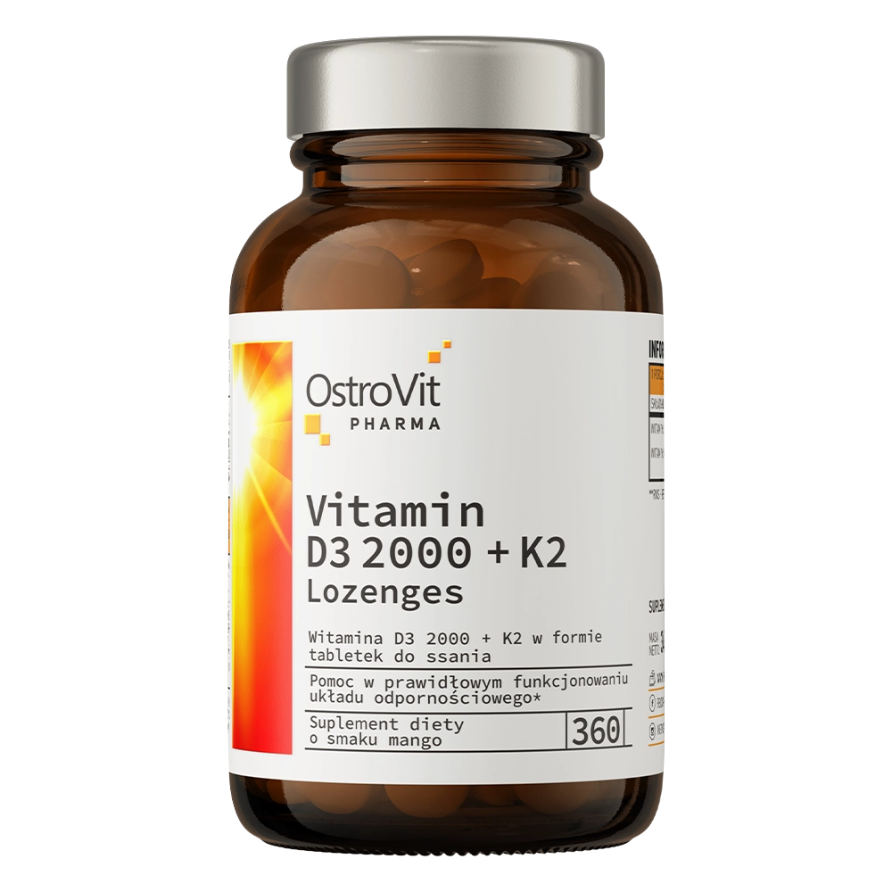 Vitaminen | D3 2000 IU | K2 | Zuigtabletten | 360 stuks | mango-smaak 🥭 | OstroVit Pharma