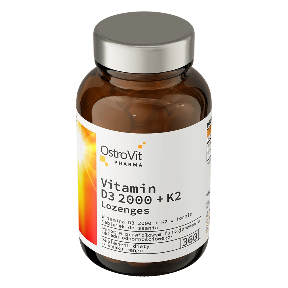 Vitaminen | D3 2000 IU | K2 | Zuigtabletten | 360 stuks | mango-smaak 🥭 | OstroVit Pharma