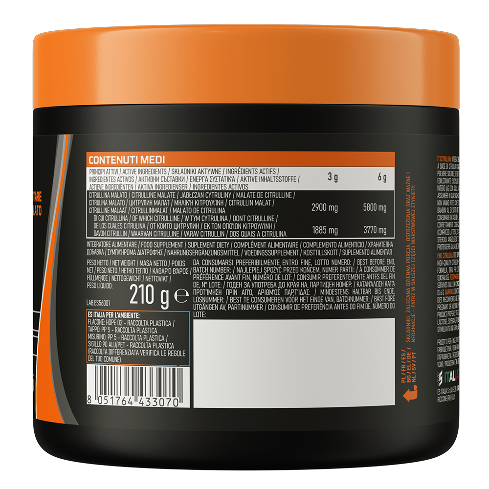 Citrulline Malaat Poeder Citroen 210 g, 2900 mg per portie - 70 porties