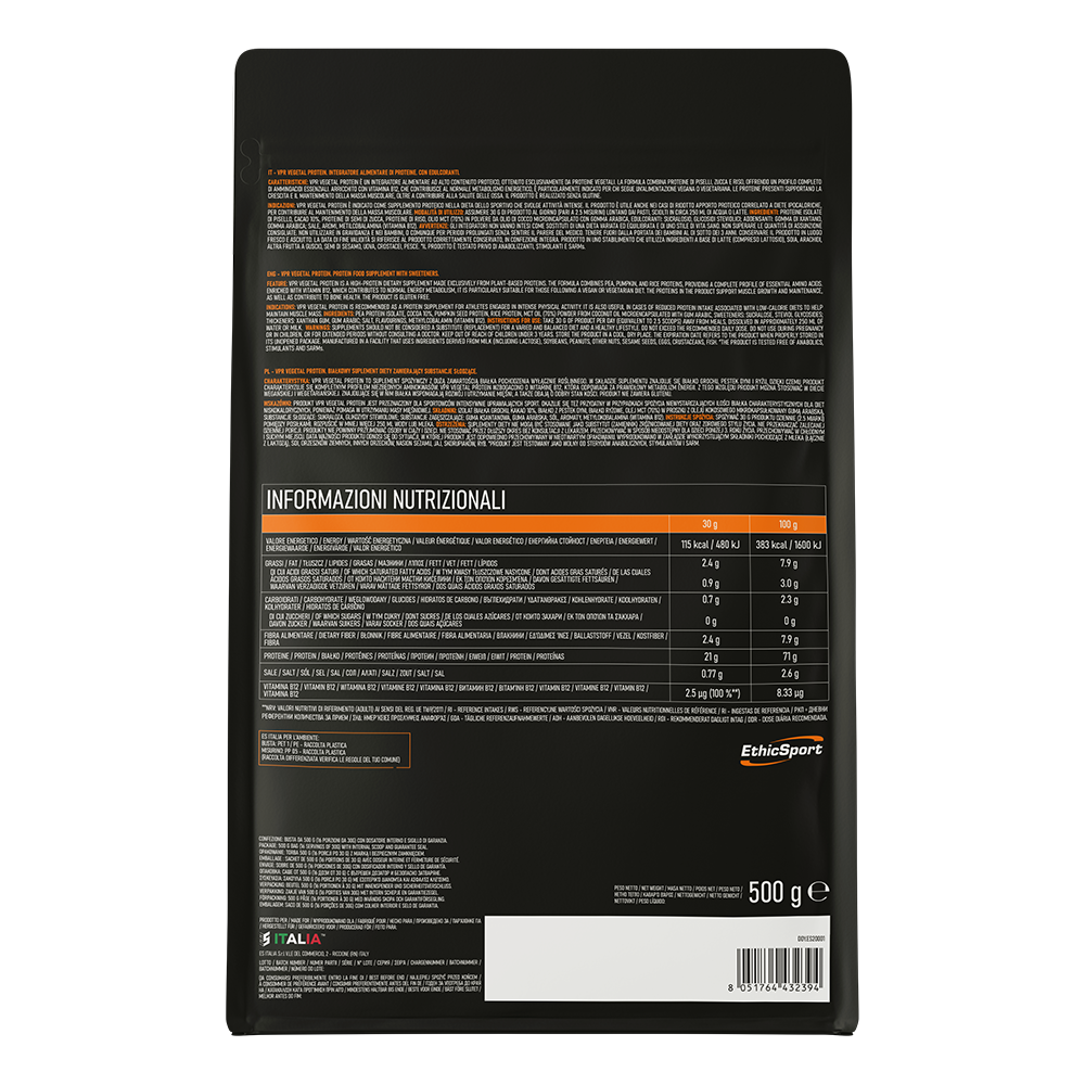 VPR Vegetal Protein Cacao 500 g, 21 g Eiwit, Vegan + Vitamine B12 - Gluten & Aspartaam Vrij