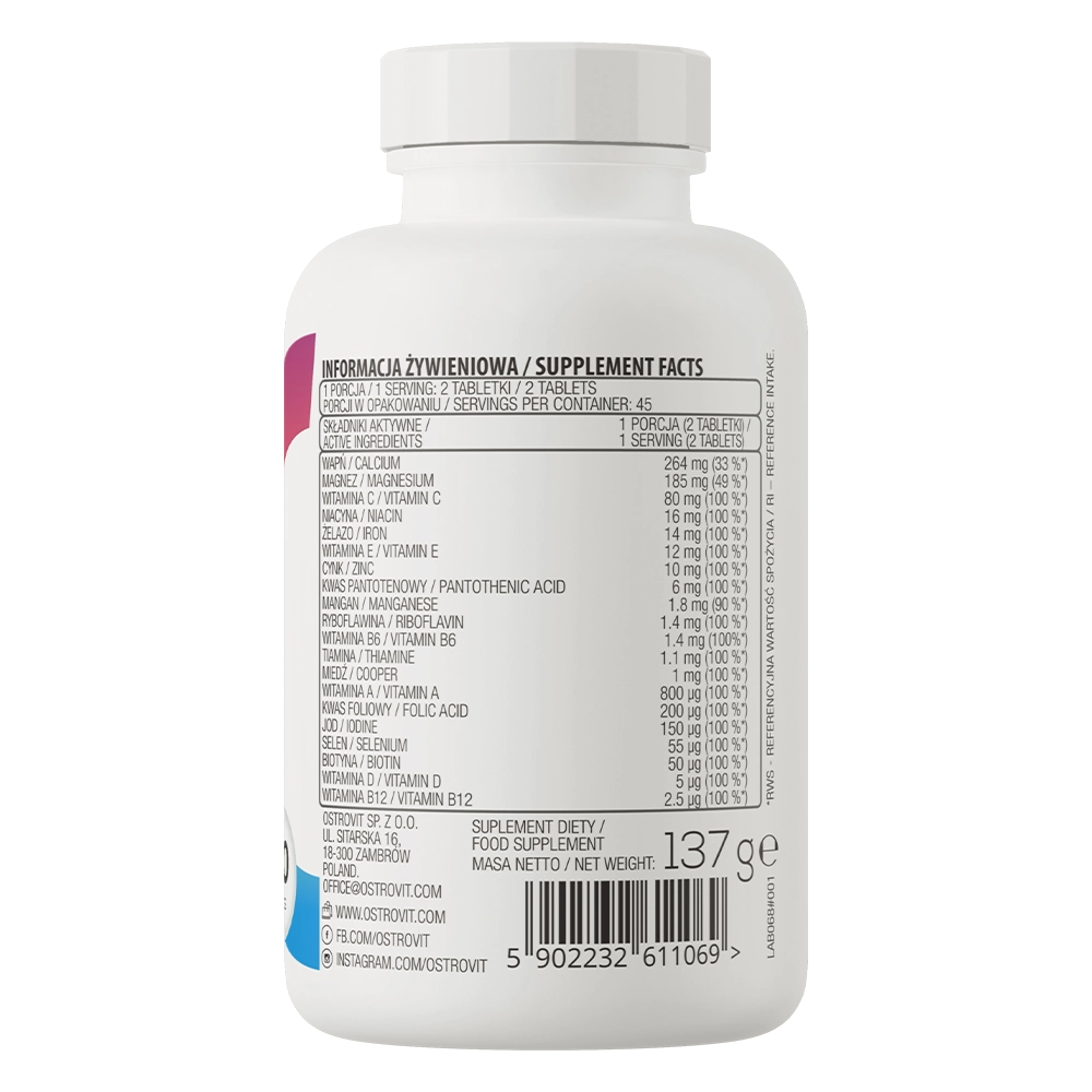 100% Vit&Min – 90 tabletten, compleet vitamine‑ & mineralencomplex | OstroVit