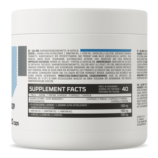 AOL 3000 mg – 120 capsules, A‑AKG + L‑ornithine + L‑lysine | OstroVit