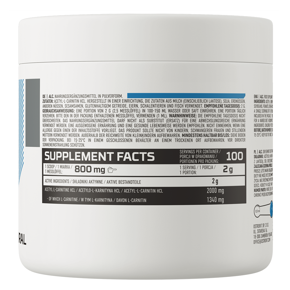 Acetyl L-Carnitine | Acetyl L-carnitine HCl | 200 g | OstroVit