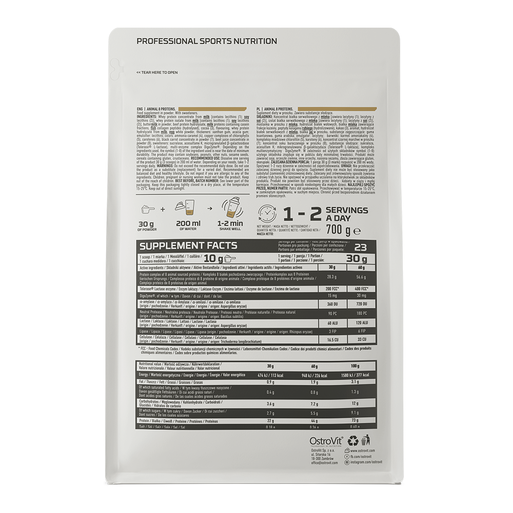 8 Dierlijke Eiwitten | 700 g | Vanilla | OstroVit