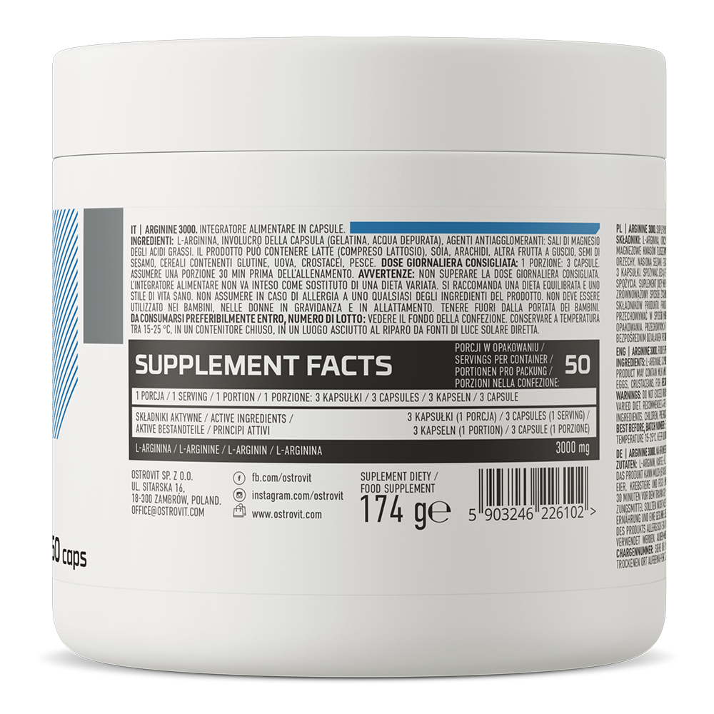 Arginine 3000 mg – 150 capsules, 50 porties | OstroVit