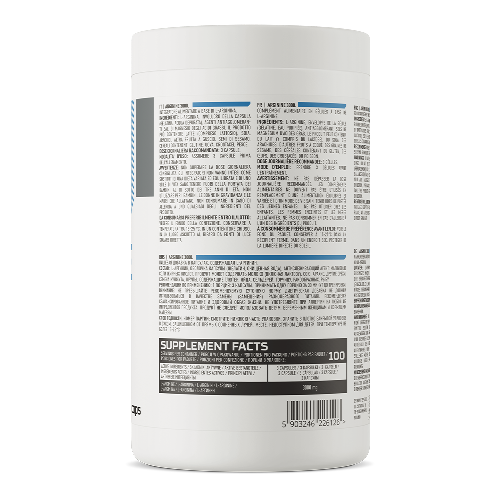 OstroVit Arginine 3000 mg – 300 Capsules | 100 Porties L-Arginine