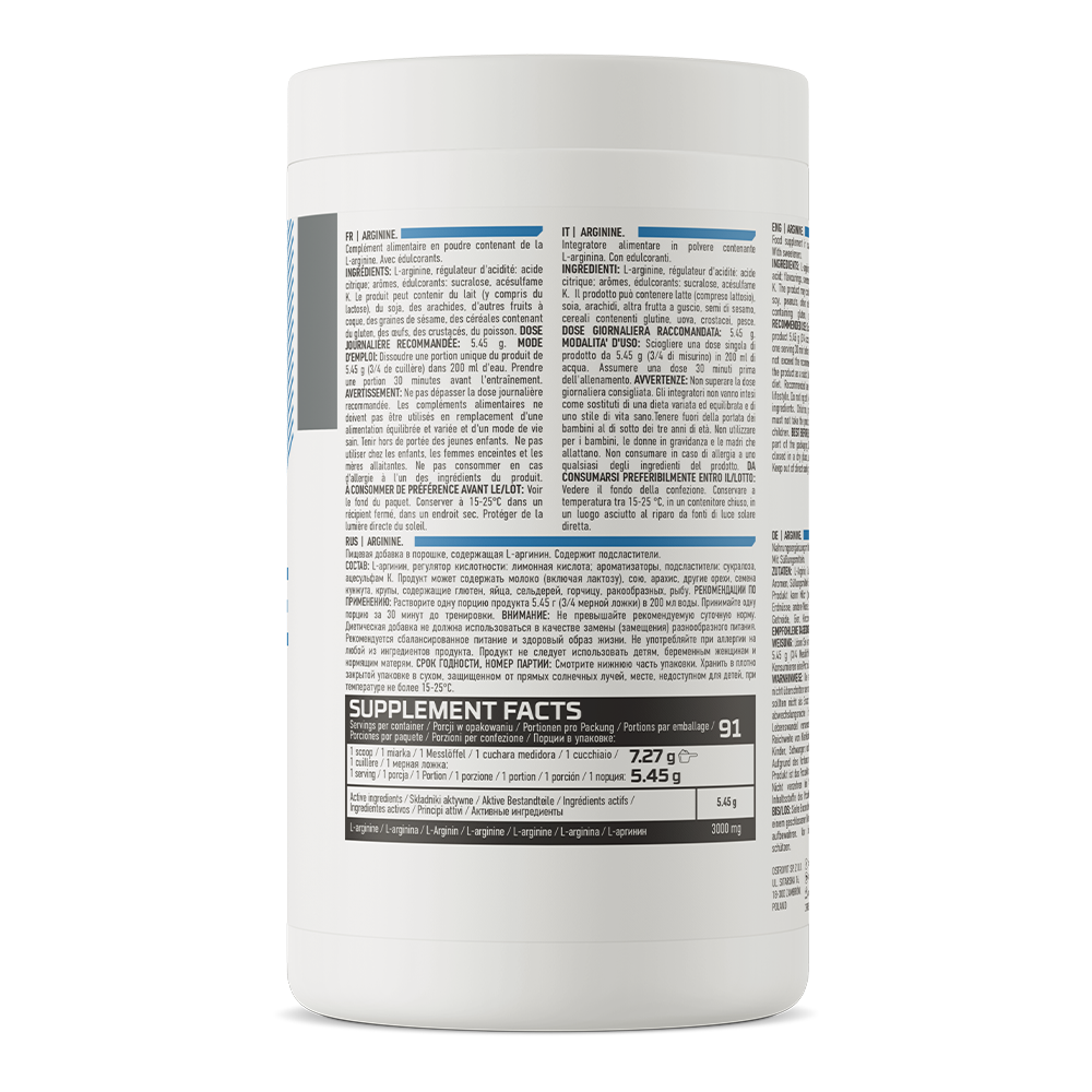 Arginine – 500 g poeder, 3 g L‑arginine per portie | OstroVit