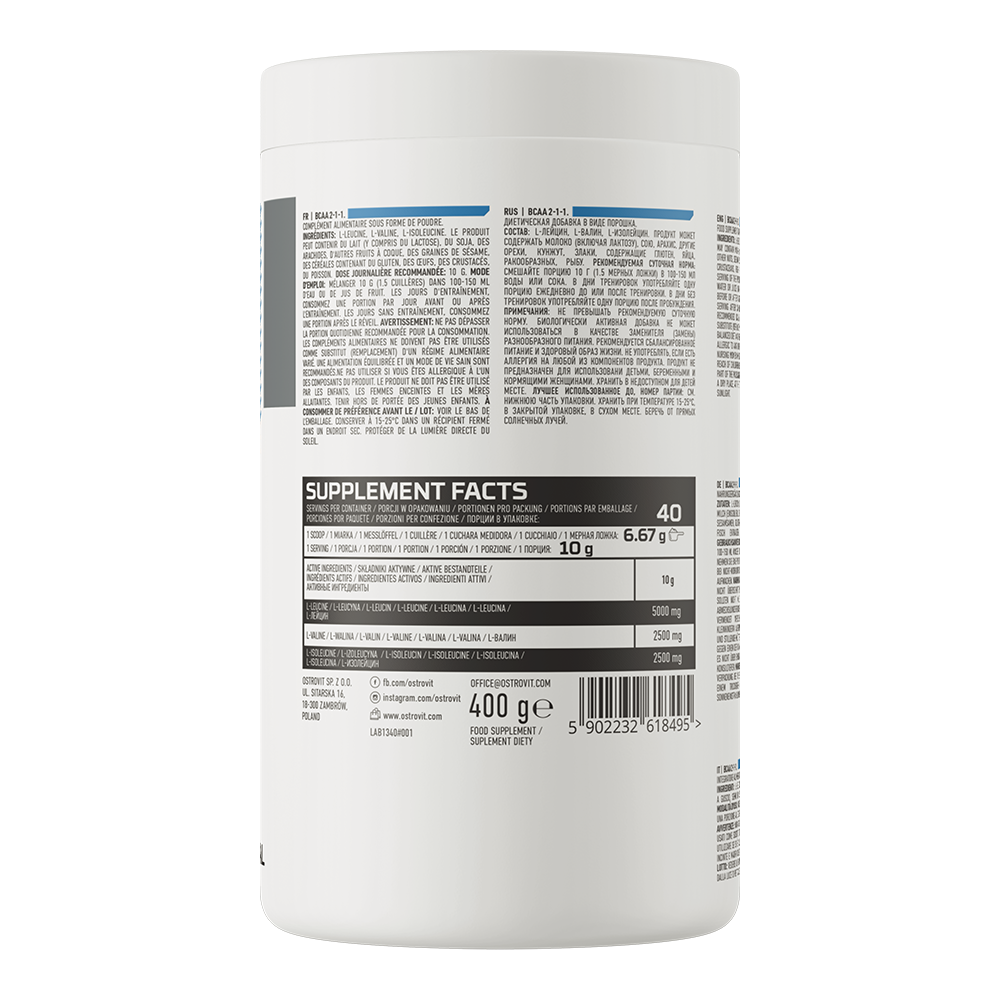 BCAA 2:1:1 – 400 g poeder naturel | 10 g per portie