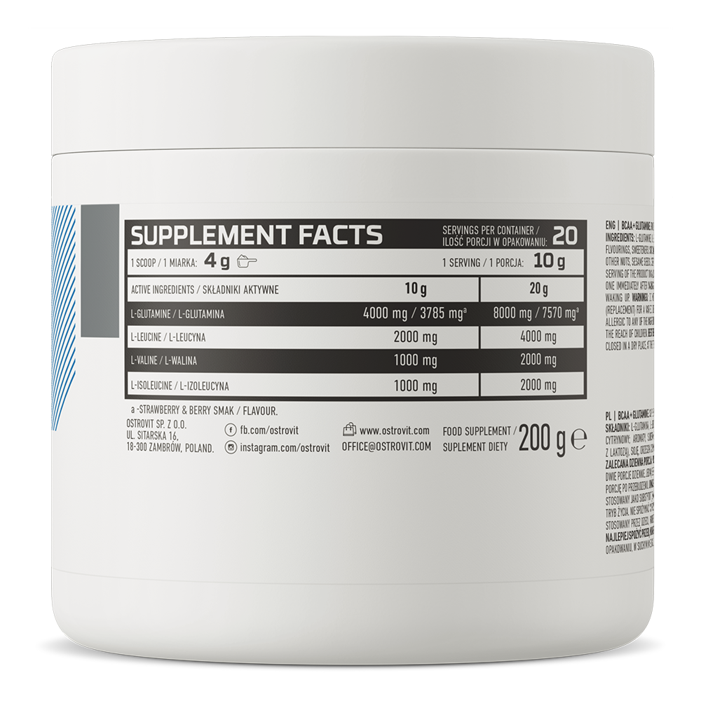 BCAA + Glutamin | 200 g | Grapefrugt | OstroVit