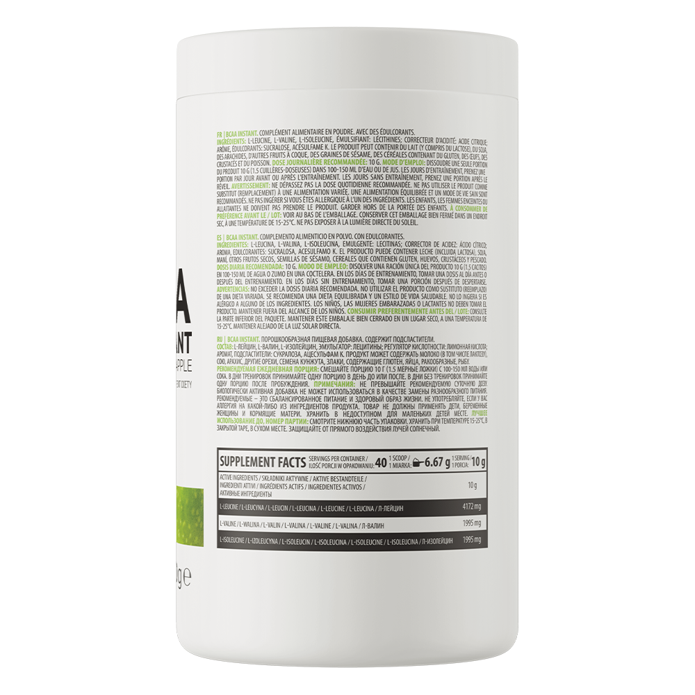 BCAA Instant | 2-1-1 | 400 g | Grønt æble | OstroVit