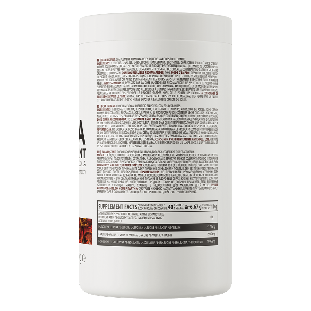 BCAA Instant Cola – 400 g, 2:1:1 BCAA, 40 porties | OstroVit