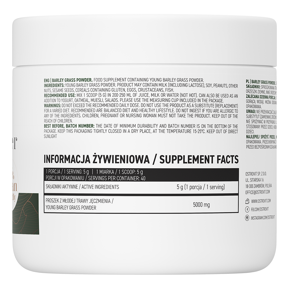 Jonge Gerstegrass | Superfood | Vegan | 200 g | Poeder | Natural | OstroVit