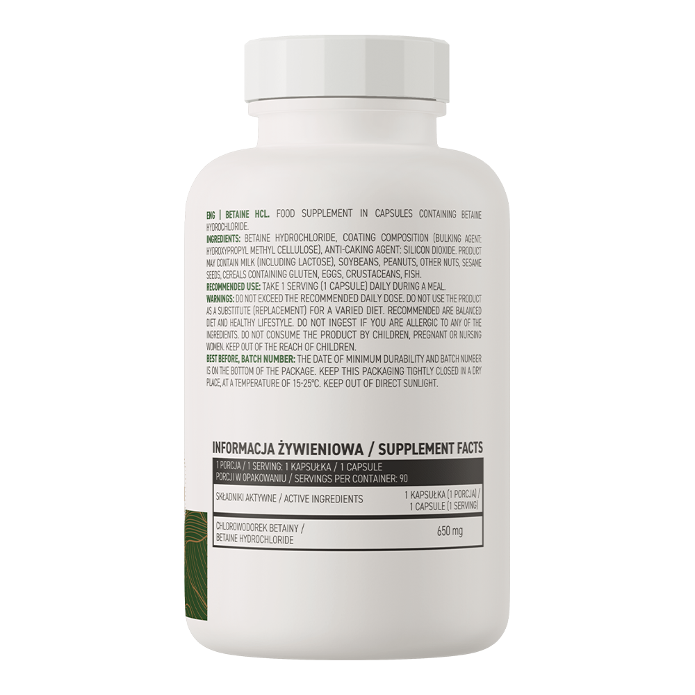 Betaine HCl VEGE – 90 vegan capsules, 650 mg per capsule | OstroVit