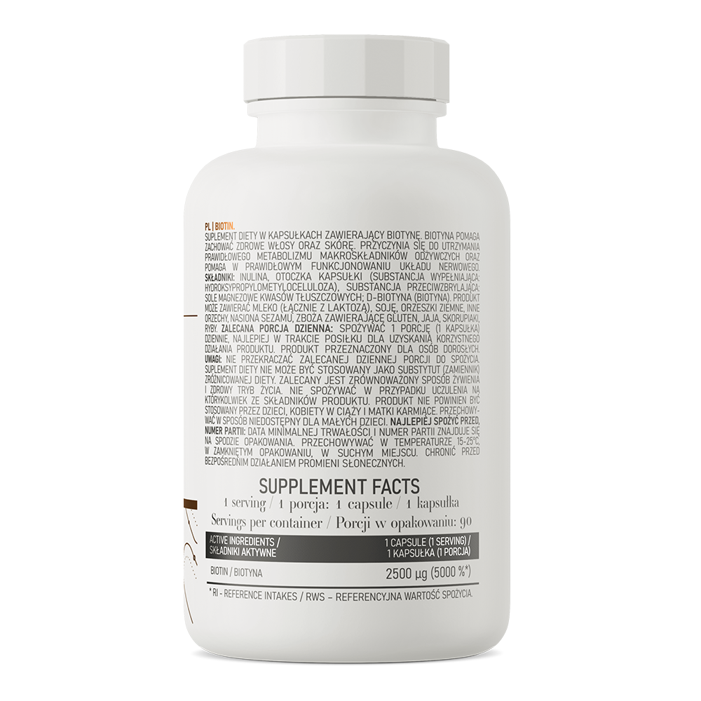 Biotine | Vitamine B7/B8 | Vegan | 90 capsules | 2500 µg | OstroVit
