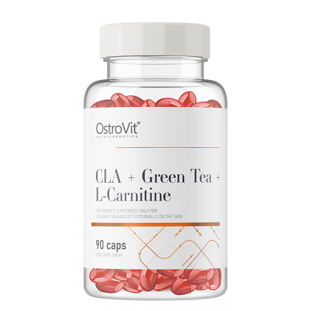 CLA + Green Tea + L‑Carnitine – 90 softgels, CLA 300 mg, Groene thee 200 mg | OstroVit