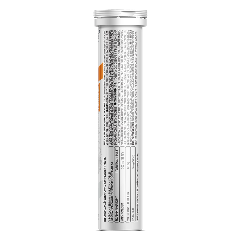 Bruistabletten Complex | Calcium + Quercetin + Zink | 20 Stuks | Sinaasappelsmaak 🍊 | OstroVit