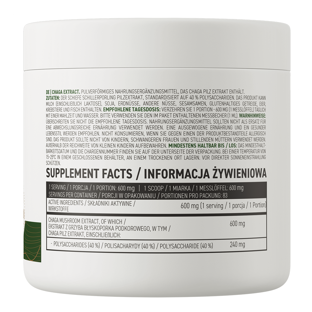 Chaga Extract – 50 g poeder, 40% polysachariden, vegan | OstroVit