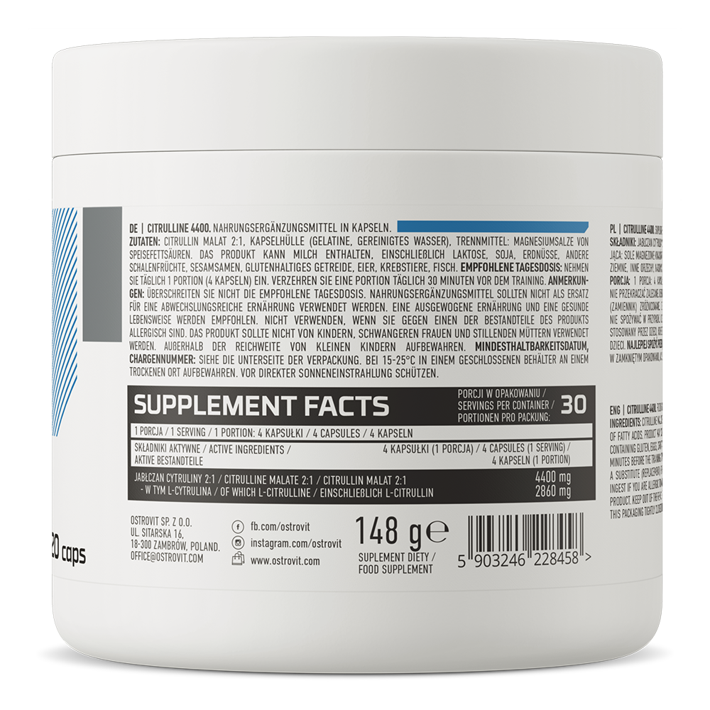Citrulline | 4400 mg | 120 Capsules | OstroVit