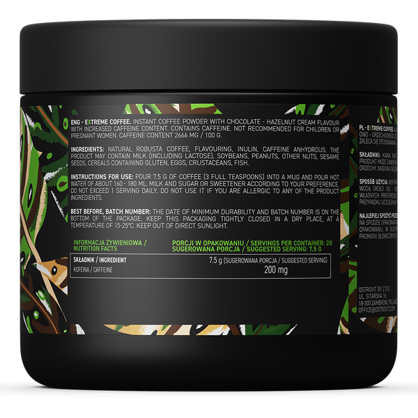 Koffie | Extreme | Caffeine | 150 g | Chocolade-Hazelnootcrème | OstroVit