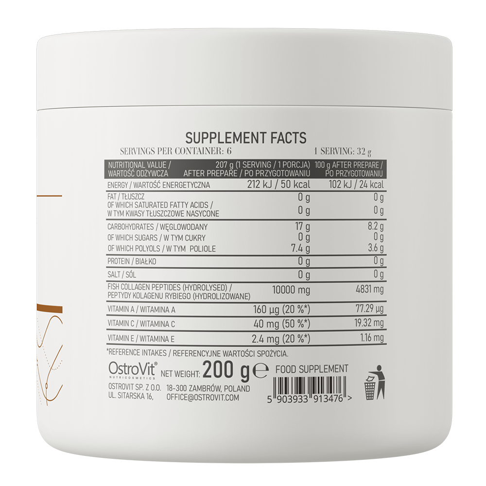 Collagen Kissel – 200 g Aardbei, 10 g viscollageen + vit. A/C/E | OstroVit