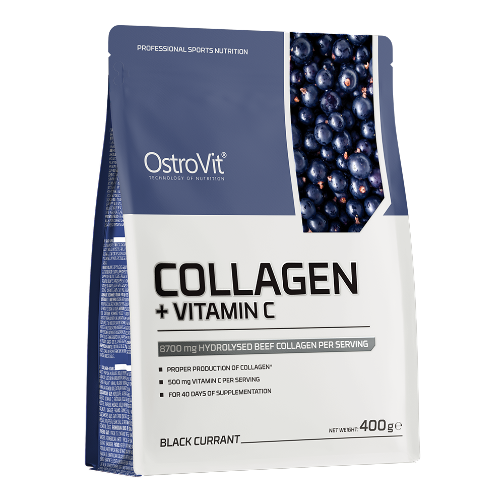 Collagen + Vitamin C – 400 g, Zwarte bes, 8 700 mg collageen | OstroVit