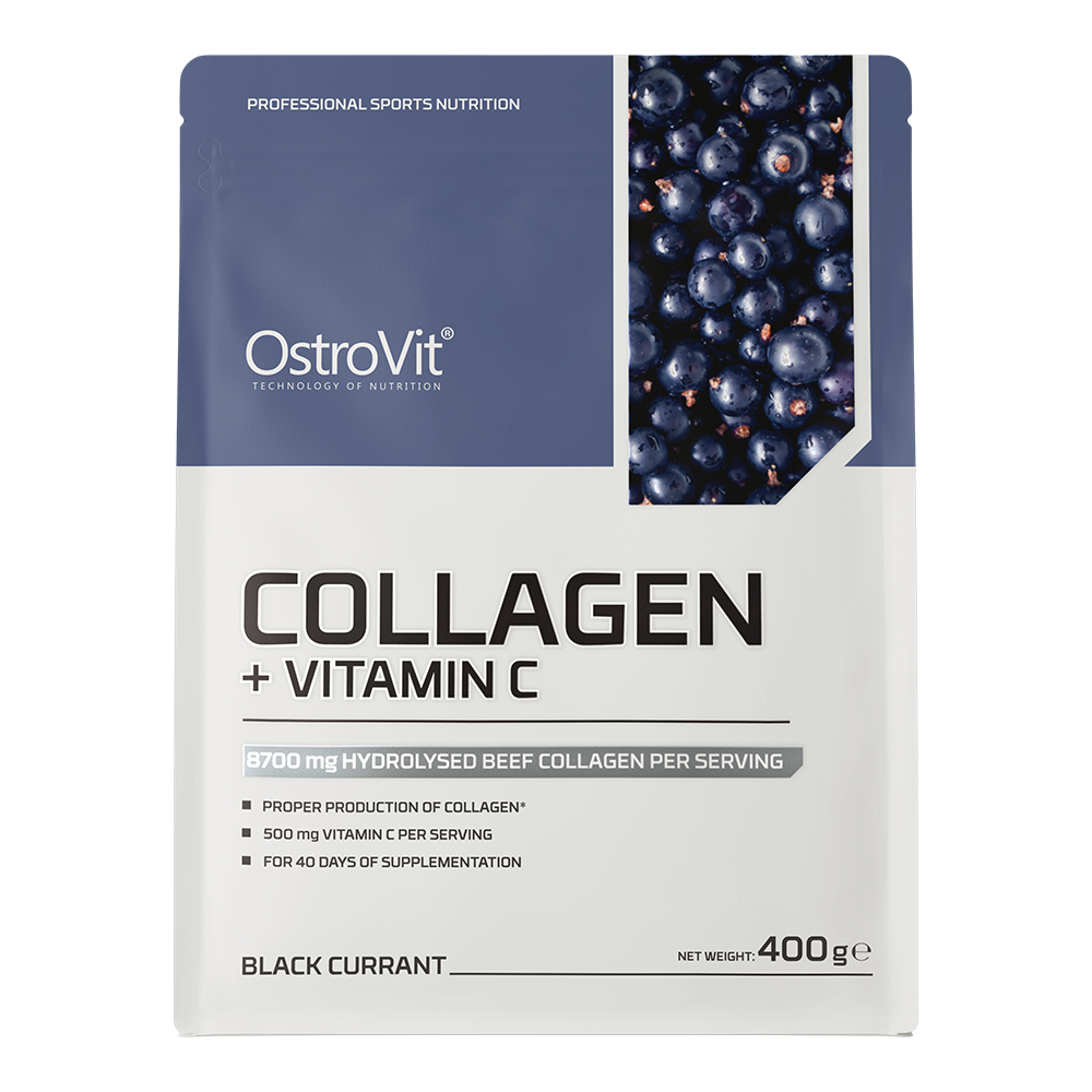 Collagen + Vitamin C – 400 g, Zwarte bes, 8 700 mg collageen | OstroVit