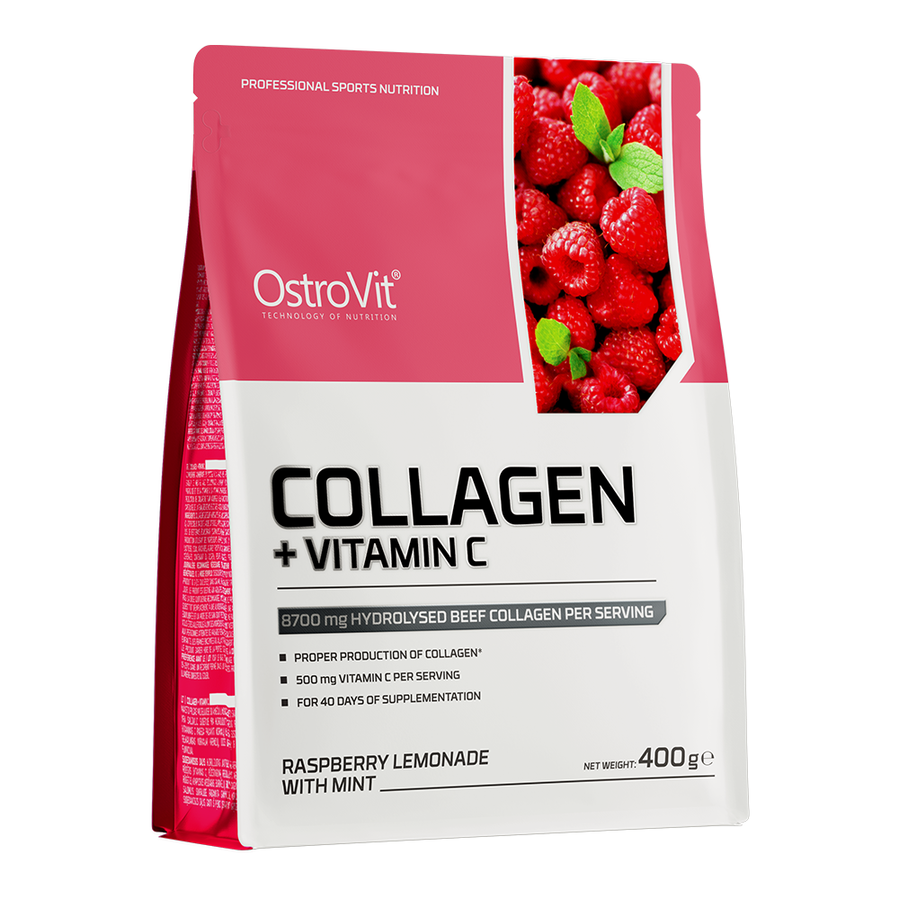 Collageen | Vitamine C | 400 g | 40 Servings | Frambozenlimonade & Munt | OstroVit