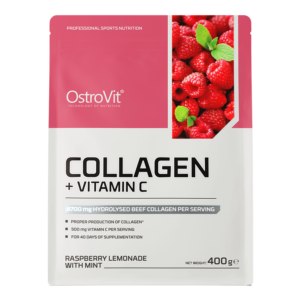 Collageen | Vitamine C | 400 g | 40 Servings | Frambozenlimonade & Munt | OstroVit