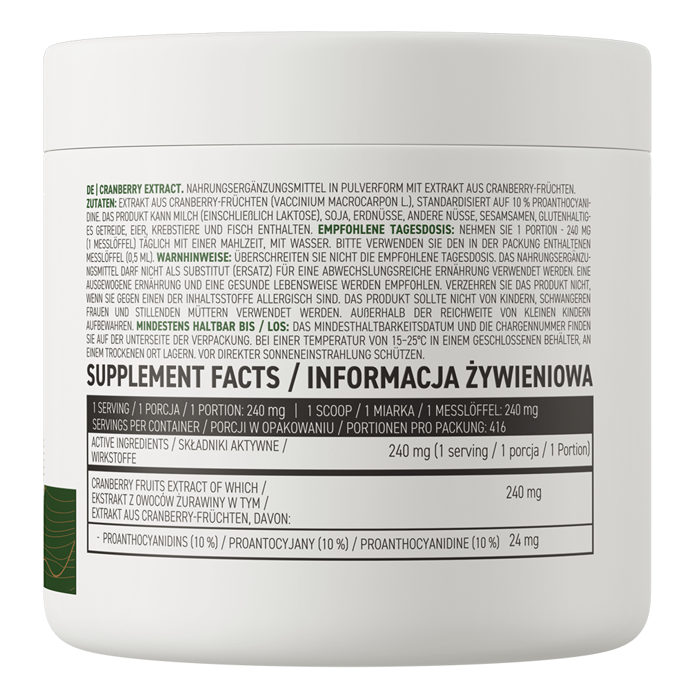 Tranebærekstrakt | 100 g | Pulver | Naturlig | Vegansk | OstroVit