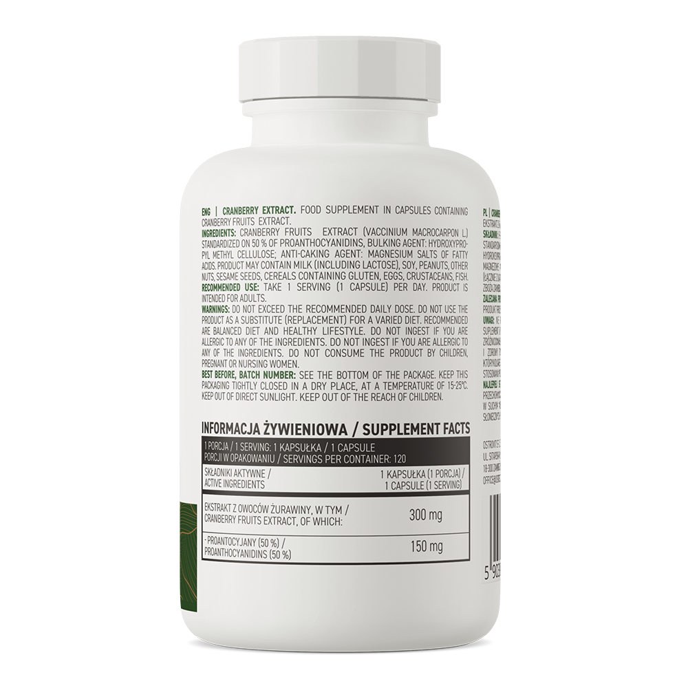 Cranberry Extract VEGE – 120 vegan capsules, 50% PAC’s | OstroVit