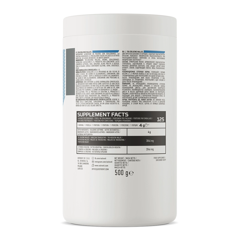 Tri-Creatine | Malaat | Poeder | 500 g | Sinaasappel 🍊 | OstroVit