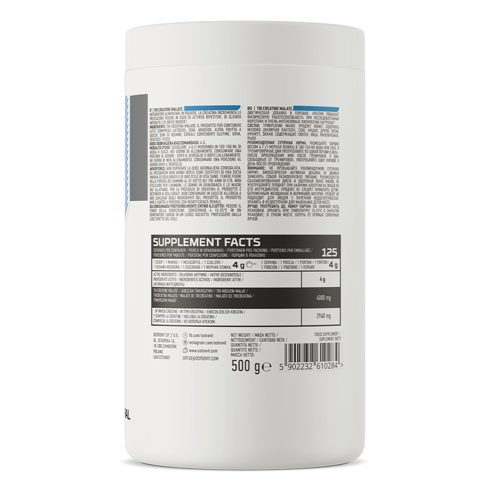 Tri-Creatine | Malaat | Poeder | 500 g | Supreme Pure Natural | OstroVit