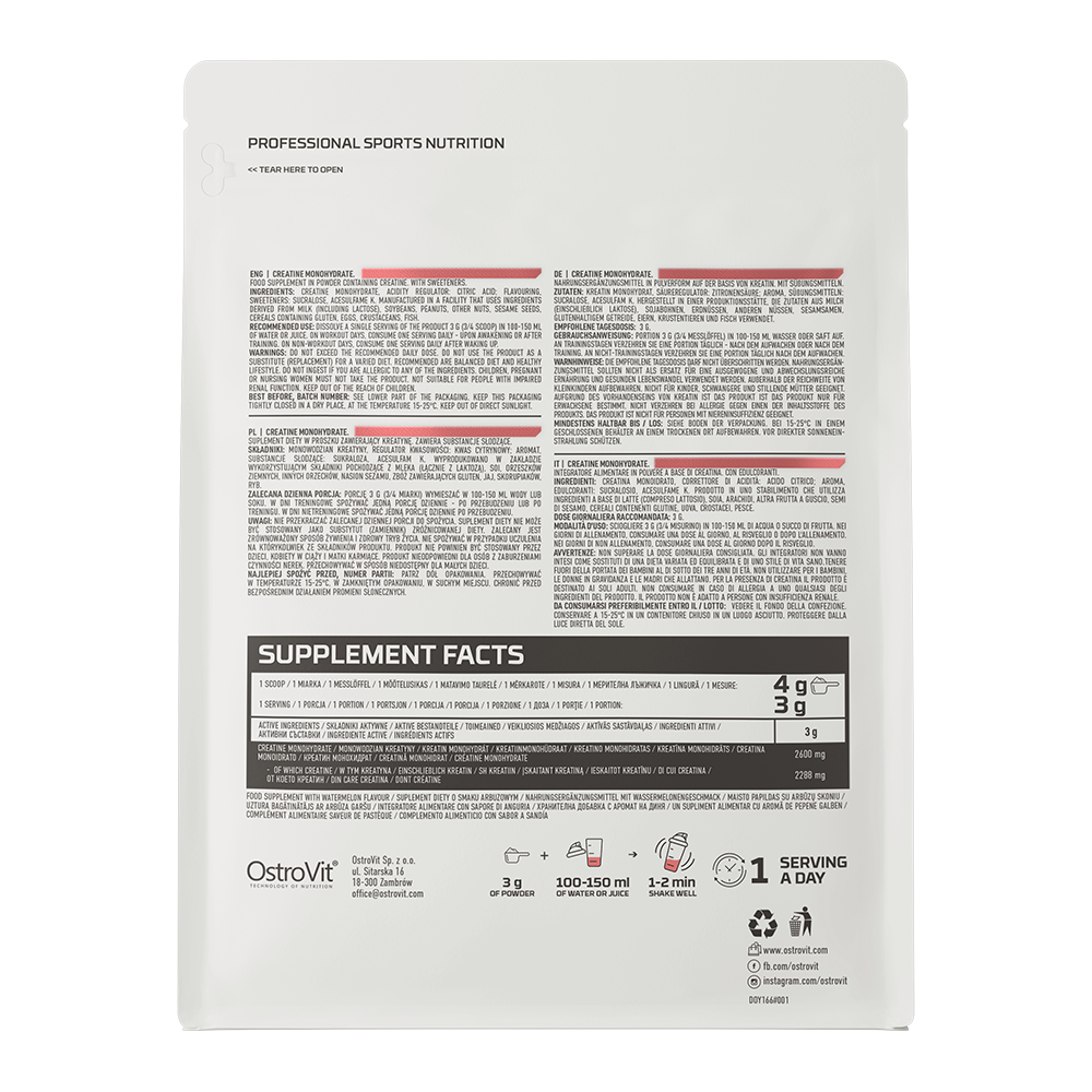 Creatine Monohydraat | Poeder | 300 g | Watermeloen 🍉 | OstroVit